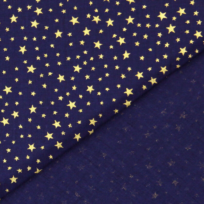Baumwollstoff Cretonne weihnachtlicher Sternenhimmel klein – marineblau/gold, image number 3