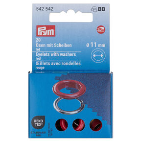 Ösen mit Scheiben [20 Stück | Ø 11 mm] | Prym – rot/silber metallic, 