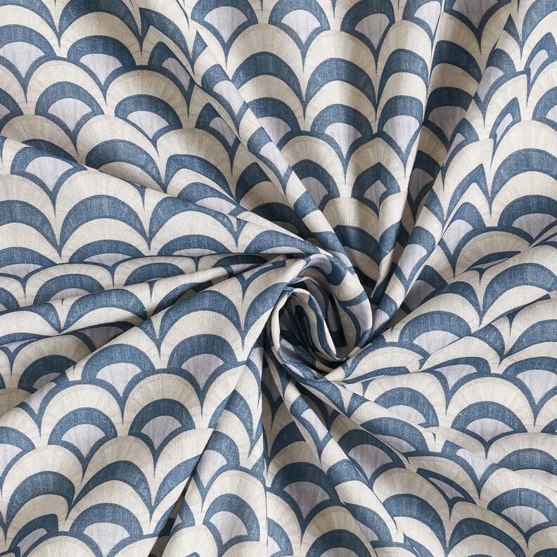Baumwollstoff Popeline elegante Bögen – blaugrau/helltaupe, image number 3