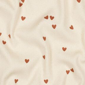 Rippenjersey verstreute Herzen | Poppy Fabrics – hellbeige/braun, 