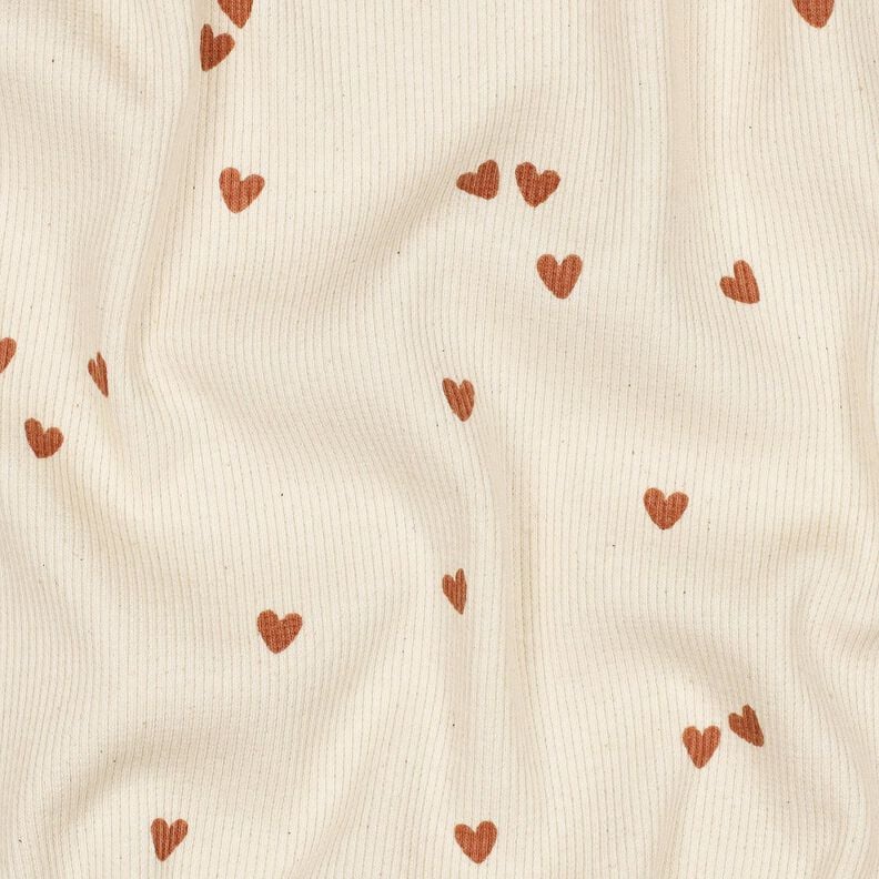 Rippenjersey verstreute Herzen | Poppy Fabrics – hellbeige/braun, image number 2