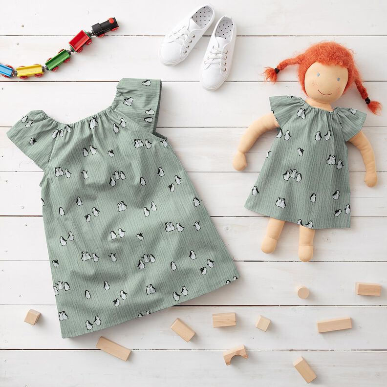 Musselin/ Doppel-Krinkel Gewebe fröhliche Pinguine – schilf,  image number 5