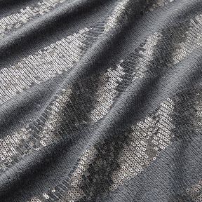 Strickstoff Glitzerpailletten Querstreifen – grau, 