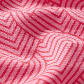 French Terry Sommersweat Überlappende Herzen – rosa/feuerrot, 