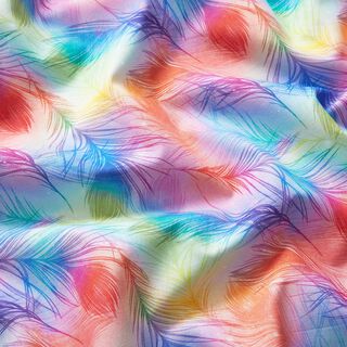 Baumwollpopeline Regenbogen-Federn Digitaldruck – königsblau/farbmix, 