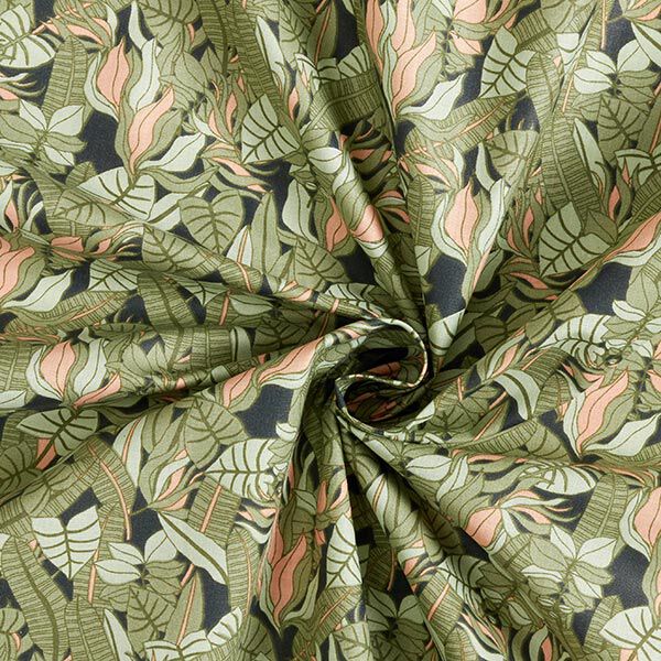 Baumwollstoff Cretonne tropische Blätter – schwarz/grün,  image number 4