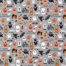 Baumwollstoff Popeline Happy Halloween – elefantengrau/hellorange,  thumbnail number 1