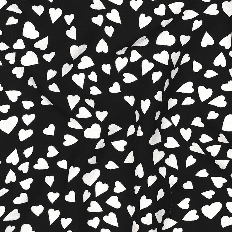 LENZING&trade; ECOVERO&trade; Viskosestoff Herzen &ndash; schwarz/weiss,  image number 2