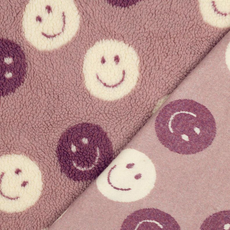 Teddyplüsch Smilies | Poppy Fabrics – dunkelaltrosa/wollweiss, image number 4