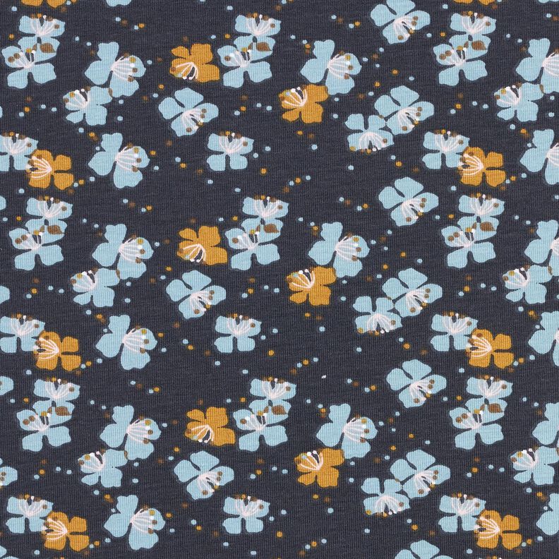 Baumwolljersey süße Blümchen – schwarzblau,  image number 1