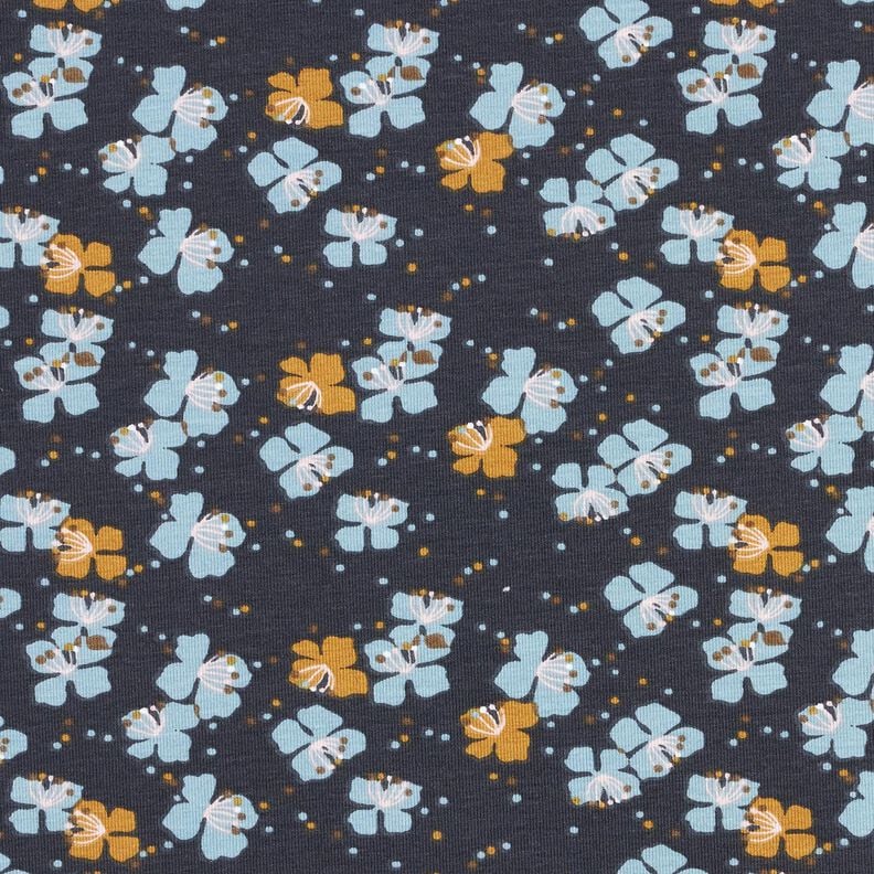 Baumwolljersey süße Blümchen – schwarzblau, image number 1