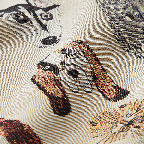 Dekostoff Gobelin Hunde – beige | Reststück 50cm