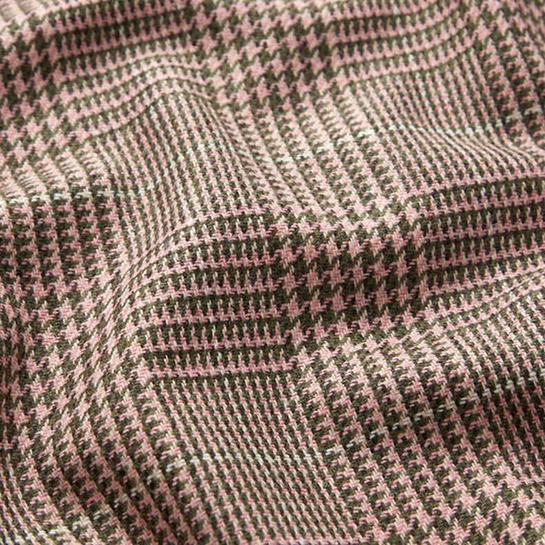 Wollstoff Glencheck – rosa/khaki,  image number 2