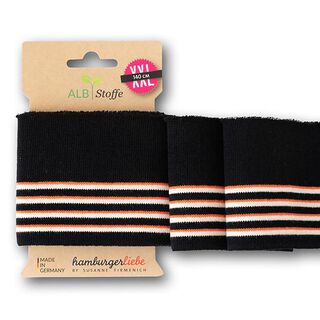 GOTS Strickbündchen CUFF ME COLLEGE [ 140 cm | 7 cm ] | Albstoffe – schwarz/orange, 