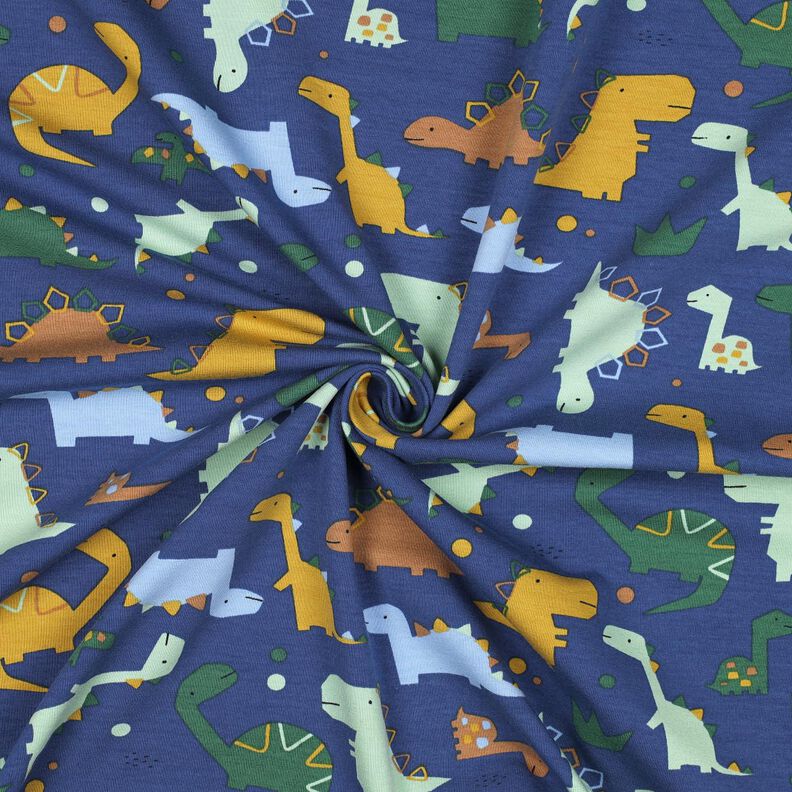 Sommersweat Dinos | Poppy Fabrics – indigo/hellblau, image number 3