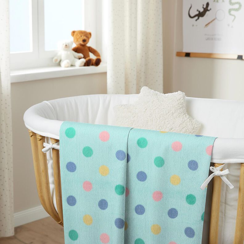 Kuschelfleece bunte Punkte – mint,  image number 6