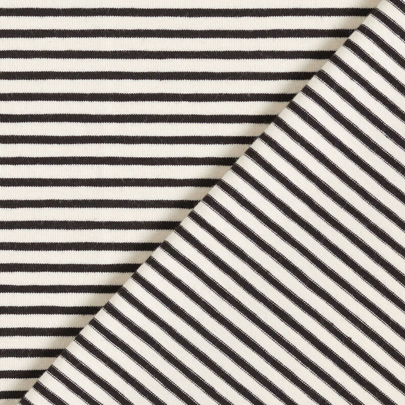 Baumwolljersey schmale Streifen – creme/schwarz,  image number 4