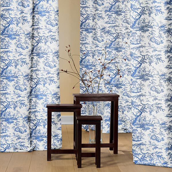 Dekostoff Canvas Antike 280 cm – königsblau/weiss | Reststück 100cm