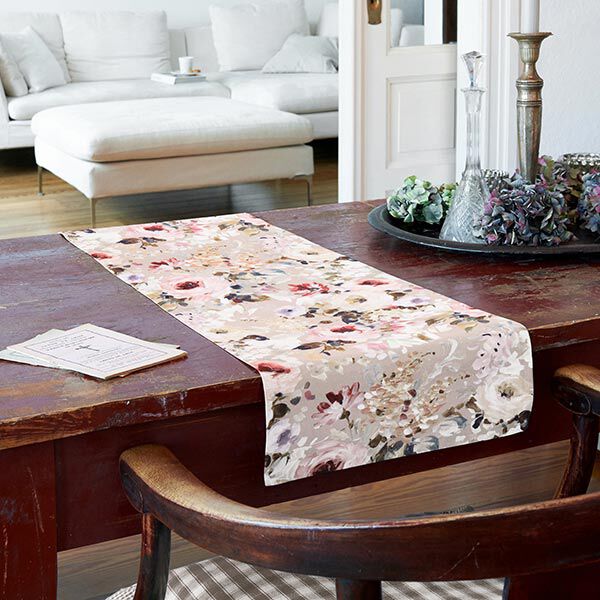 Halb-Panama Dekostoff Floris – beige/rosa, image number 6