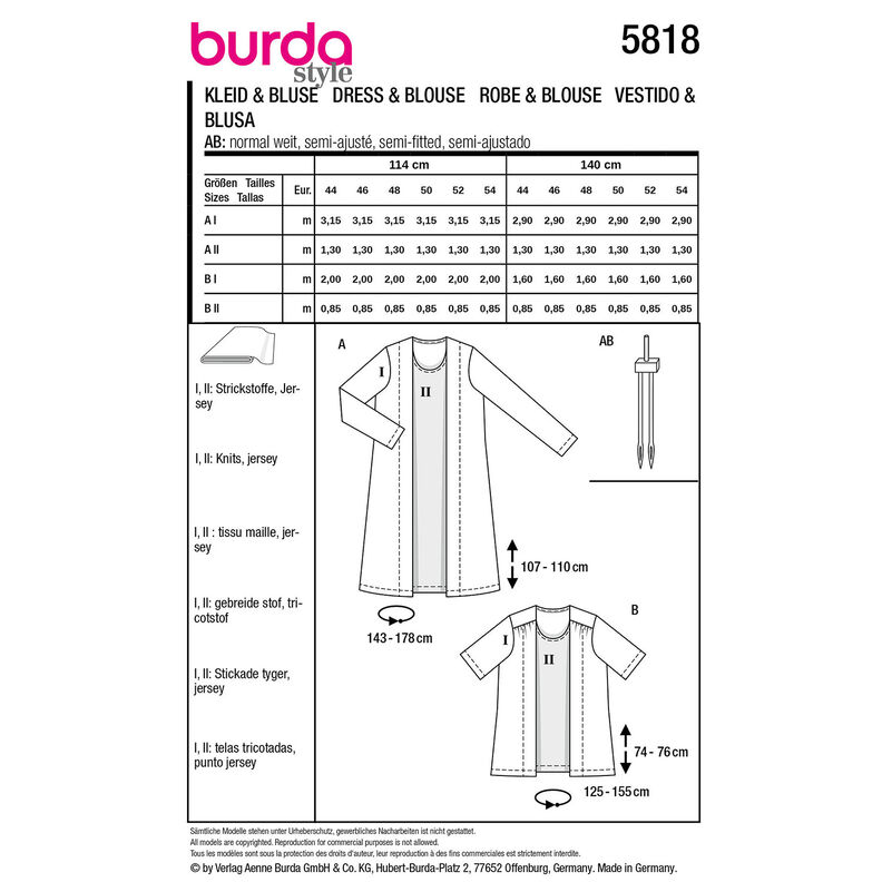 Plus-Size Kleid / Bluse 5818 | Burda | 44-54,  image number 9