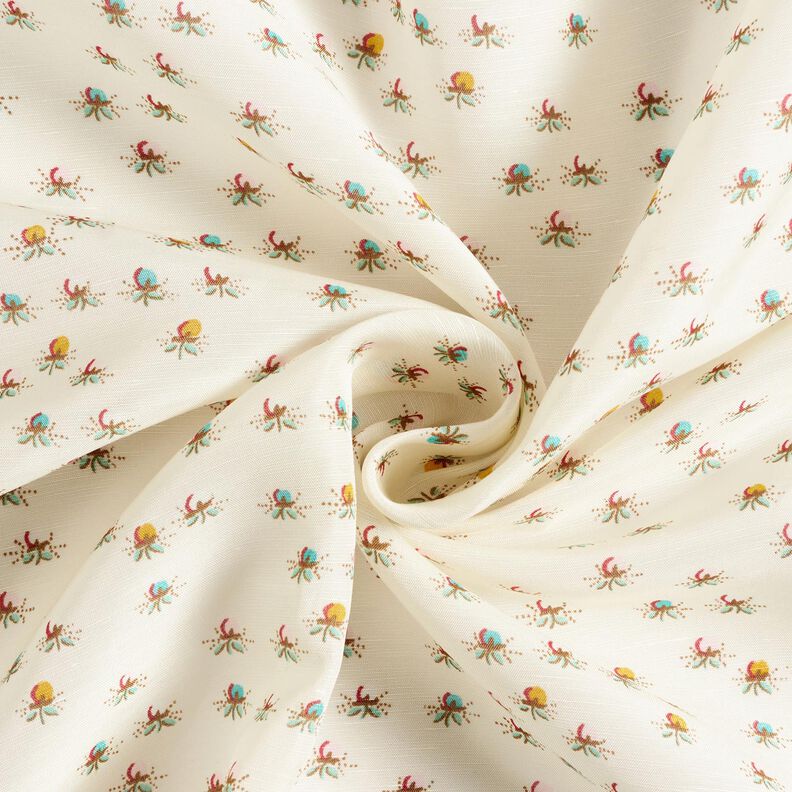 Glänzender Baumwollstoff Blümchen – wollweiss,  image number 3
