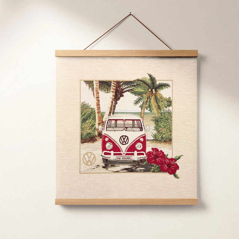 Dekostoff Gobelinstück VW Bulli – natur/rot,  image number 8