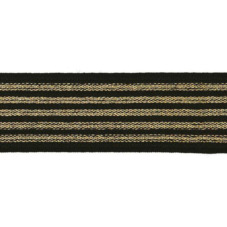 Gestreiftes Gummiband [ Breite: 25 mm ] – schwarz/gold,  image number 1