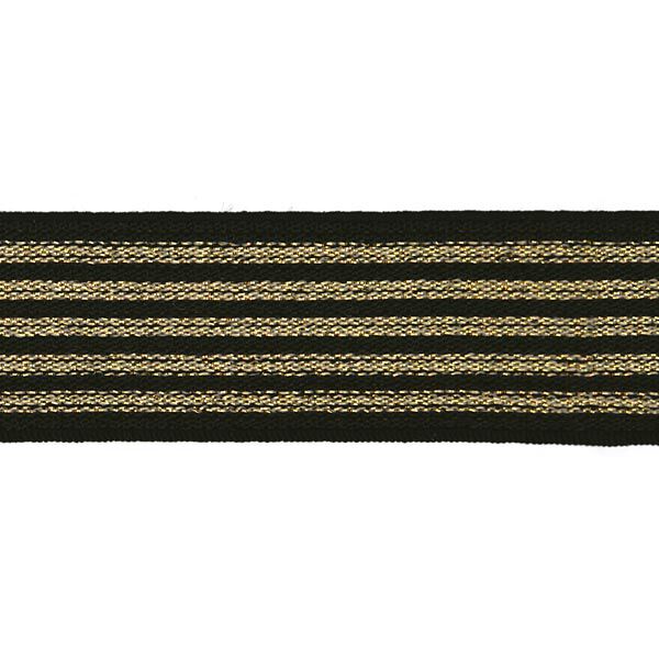 Gestreiftes Gummiband [ Breite: 25 mm ] – schwarz/gold,  image number 1