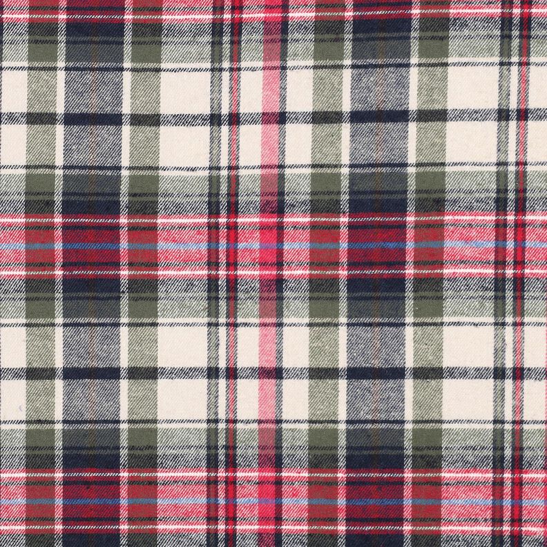Baumwollflanell Karo | Poppy Fabrics – oliv/rot, image number 1