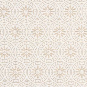 Outdoorstoff Jacquard Kreis-Ornamente – beige/wollweiss, 
