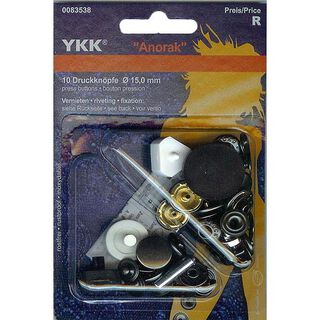 Nähfreier Druckknopf Anorak 5 – schwarz | YKK, 