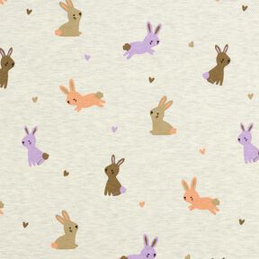 Baumwolljersey Häschen und Herzchen | Poppy Fabrics – wollweiss, 