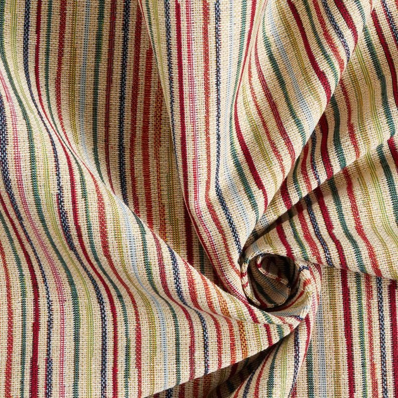 Dekostoff Gobelin bunte Streifen – hellbeige/karminrot, image number 3