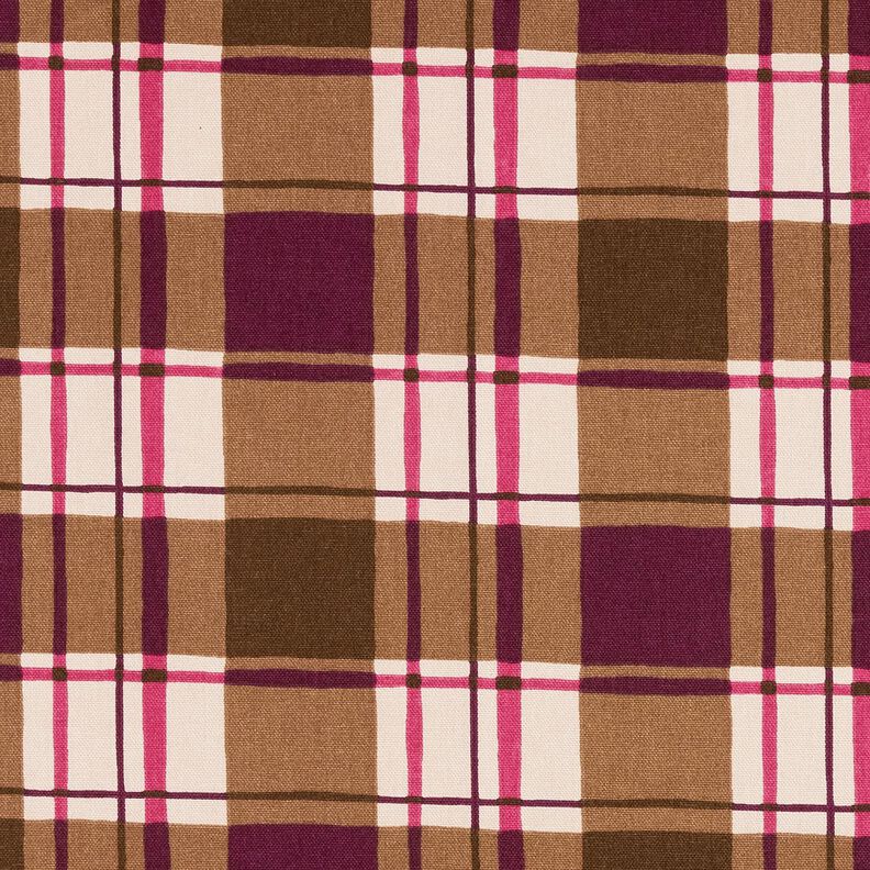 Dekostoff Halbpanama buntes Karo – mocca/traube, image number 1