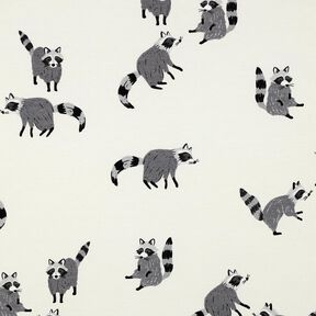 Baumwolljersey Waschbären Digitaldruck | Poppy Fabrics – wollweiss, 