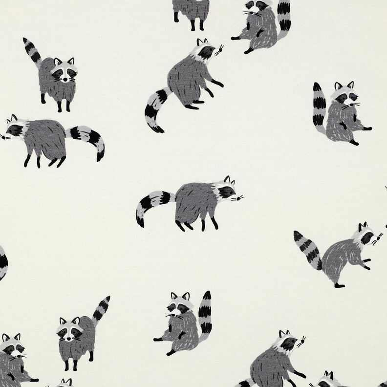 Baumwolljersey Waschbären Digitaldruck | Poppy Fabrics – wollweiss, image number 1