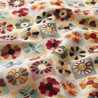 Dekostoff Gobelin Blumenraster – hellbeige, 
