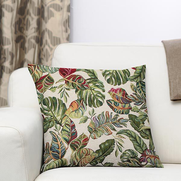 Jacquard Gobelin Monstera Palme – grün/rot,  image number 8