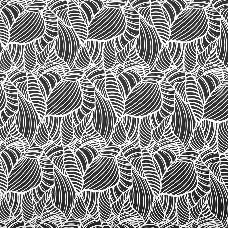 Viskosejersey abstrakte Blätter – schwarz/weiss,  image number 1