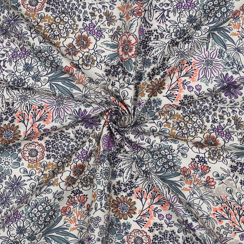 Baumwollpopeline Wildblumen | Poppy Fabrics – weiss,  image number 3