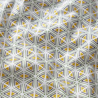 Baumwollstoff Cretonne geometrische Formen – weiss/oliv, 