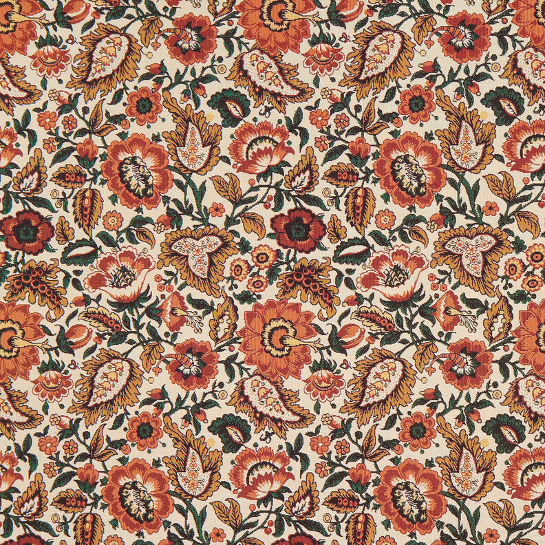 Dekostoff Gobelin Retro floral – hellbeige/kupfer, image number 1