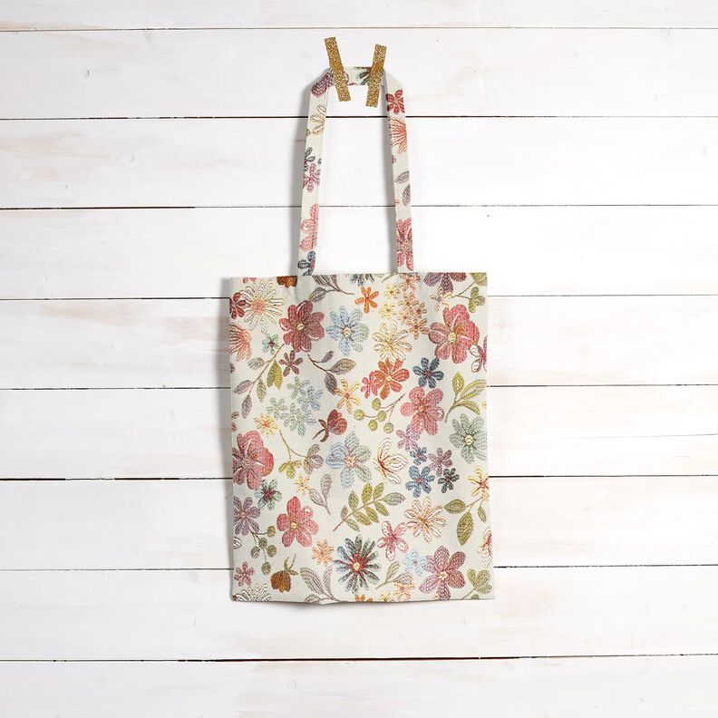 Dekostoff Gobelin bunte Blumen &ndash; hellbeige/ros&eacute;,  image number 6