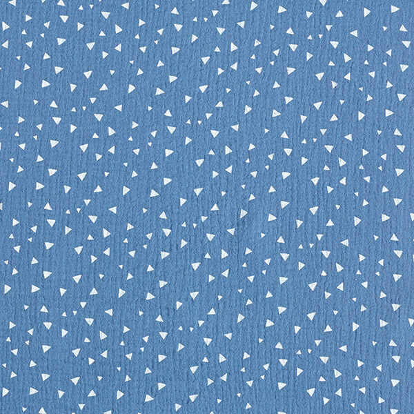 Musselin/ Doppel-Krinkel Gewebe Dreiecke – stahlblau/weiss