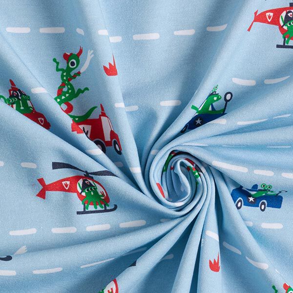 Baumwolljersey Feuerwehrmonster | PETIT CITRON – babyblau, image number 3
