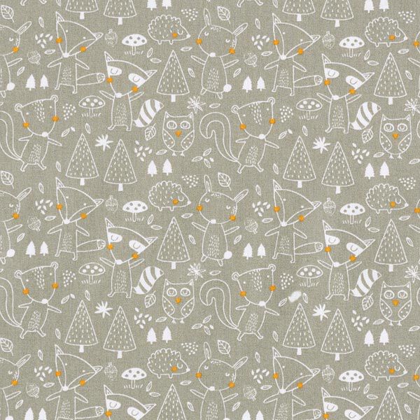 Baumwollstoff Cretonne Waldtiere – beige, image number 1