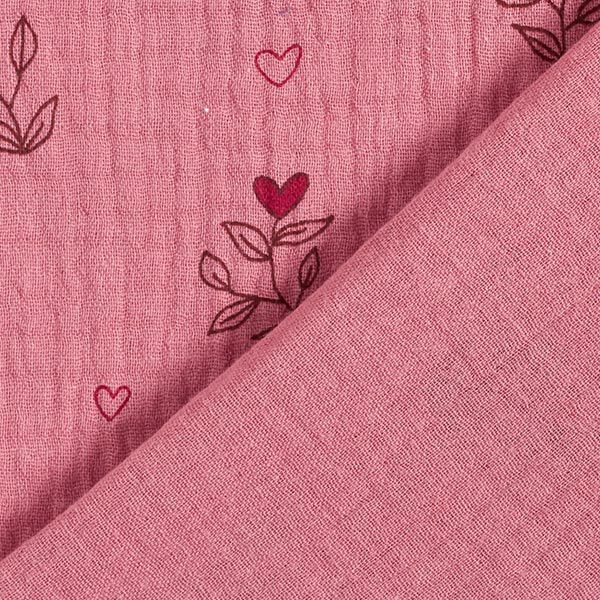 GOTS Musselin/ Doppel-Krinkel Gewebe Herzblatt | Tula – rosa | Reststück 100cm