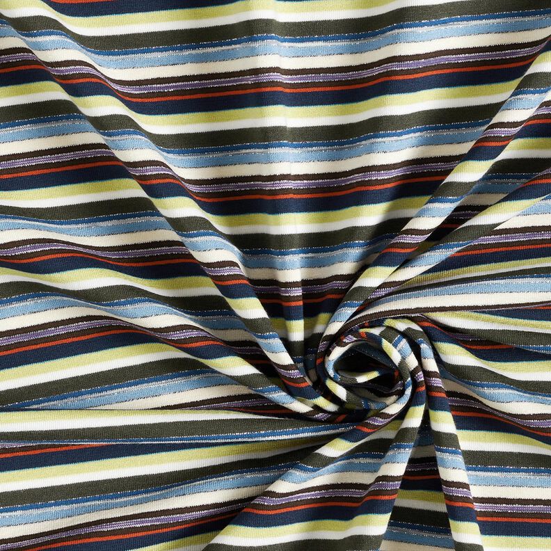 Viskosejersey bunte Streifen mit Glitzer – marineblau/lindgrün,  image number 3