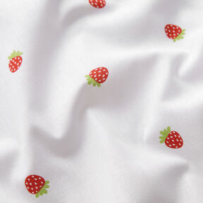 Baumwollpopeline süsse Erdbeeren – weiss, 