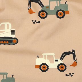 Baumwollpopeline Bagger und Trecker | Poppy Fabrics – beige, 